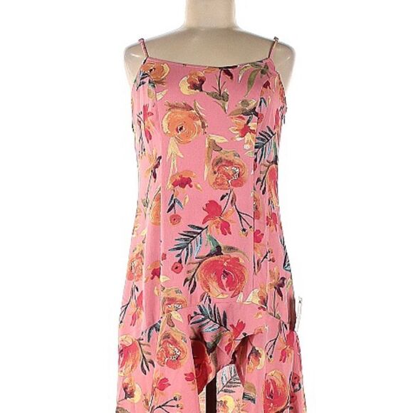 NWT Lulu’s Zinnia Blush Pink Floral Print High-Low Maxi Dress Medium - Picture 4 of 13